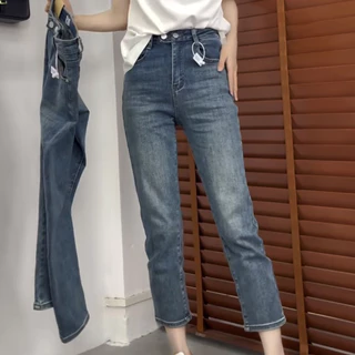Beautified กางเกงยินส์ กางเกงขากระบอกเล็ก ทรงบอย ผ้ายืด เอวสูง 5XL V13