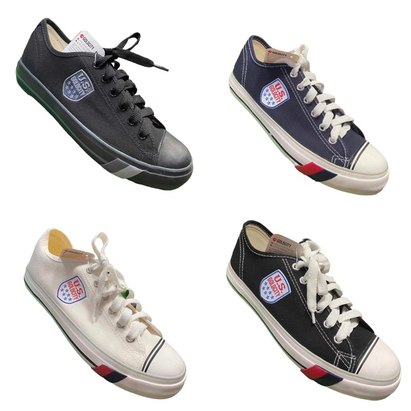 GOLDCITY รองเท้าผ้าใบเเบบผูกเชือก  GC 024 รองเท้าผ้าใบแบบผูกเชือก สวมใส่สบาย มีซอฟ 2ชั้น  (O28)