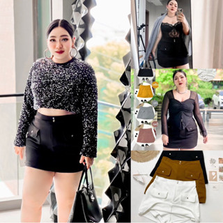 Plus size | กระโปรงกางเกงสาวอวบเก็บพุง เอวสูง ผ้าวูลเวฟ ใส่ทำงาน รุ่นเรียบสลิม (A85)