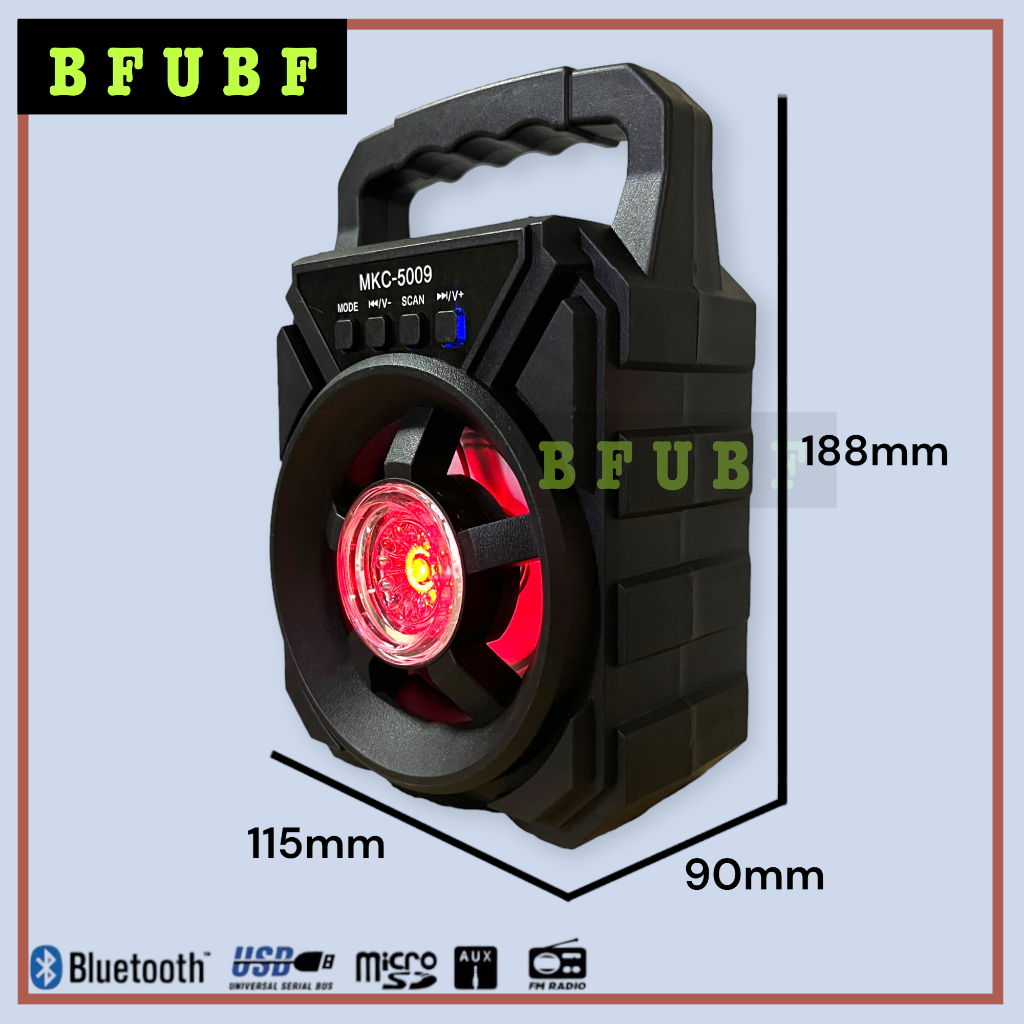 ลำโพง Bluetooth ไร้สาย, ซับวูฟเฟอร์ (รองรับไมโครโฟน, บลูทู ธ , USB, การ์ด TF, วิทยุFM,แสดงแบตเตอรี่，AUXอินพุตเสียง) ลำโพ ราคา ถูกที่สุด ดีลบีเคเค แกลเลอรีภาพที่ 2
