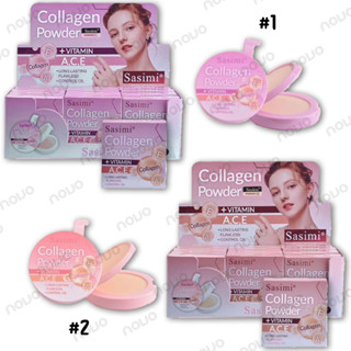 Sasimi-S93007 Collagen powder เเป้งพัฟคอลลาเจน เเป้งอัดเเข็ง ติดทนนาน ช่วยปกปิดริ้วรอย บำรุงผิว ควบคุมความมัน