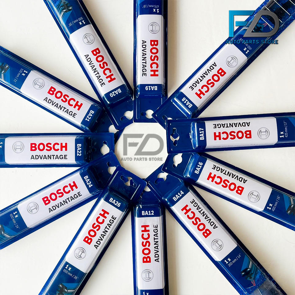 ใบปัดน้ำฝน BOSCH แท้ รุ่น Advantage ขนาด 12-28 นิ้ว ติดตั้งง่าย ปัดสะอาด มาตฐานเยอรมัน(เดี่ยว+คู่)