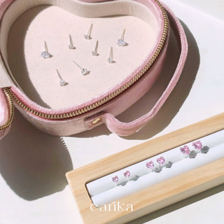 earika.earrings - diamond heart stud ต่างหูเพชรเม็ดเดี่ยวทรงหัวใจ (มีให้เลือก 2 สี 4 ขนาด) เหมาะสำหรับคนแพ้ง่าย