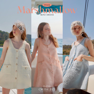 Flat2112 Marshmello Mini Dress สีครีม/สีฟ้า/สีชมพู size S🦋ของใหม่ New in Pack