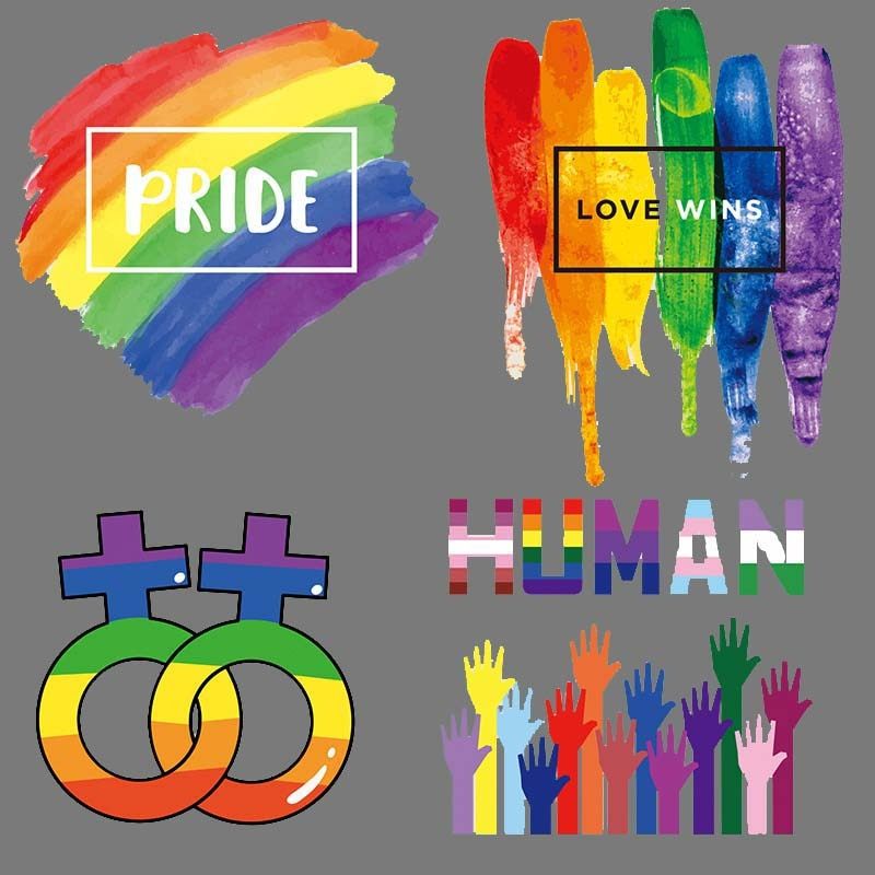 ตัวรีดติดเสื้อ TK.18 set.E 🌈🌈🌈 สีรุ้งเทศกาลสีรุ้ง Pride 🌈🌈🌈🌈รีดง่ายแผ่นฟิมล์รีดร้อนติดเสื้อ