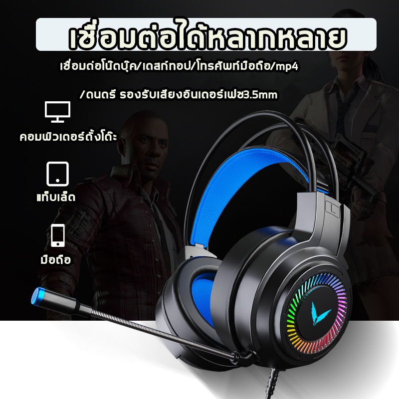 หูฟังแบบครอบหัวG58 USB Blacklight RGB ระบบเสียง7.1 พร้อมไมโครโฟนในตัว Gaming Headset หูฟัง เกมมิ่ง หูฟังคอมพิวเตอร์