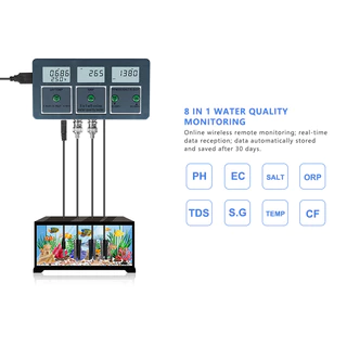 WiFi การวัด 8 in 1 การทดสอบคุณภาพน้ำอัจฉริยะ pH/EC/ORP/TDS(PPM)/CF/เกลือ/S.G EC/เครื่องทดสอบอุณหภูมิ