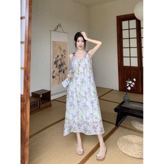 (ม่วง) Purple Flora Maxi (flower) แมกซี่ลายดอกม่วงป้าย ypy