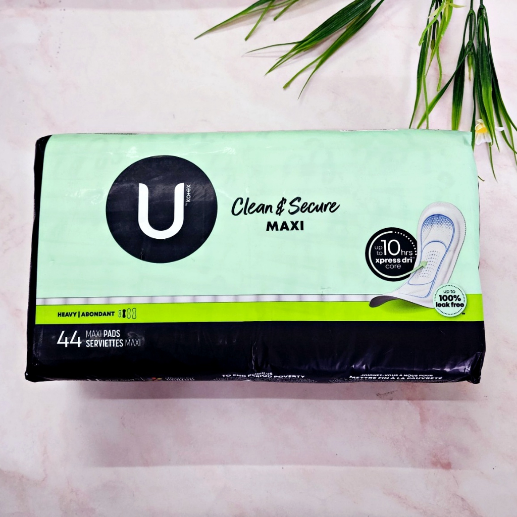 [U by Kotex®] Clean & Secure Maxi Pads, Heavy Abondant 44 Count แผ่นผ้าอนามัย