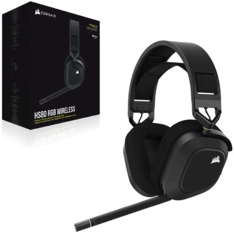 CORSAIR HEADSET HS80 RGB WIRELESS BLACK : CA-9011235-AP GAMING