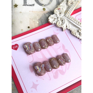 เล็บเจลแท้ เล็บปลอมสีเจลแท้ Made to order งาน Handmade เซ็ทCola แต่งอะไหล่ คัสต้อมสี ทรง ไซส์ได้ ทางแชทค่า