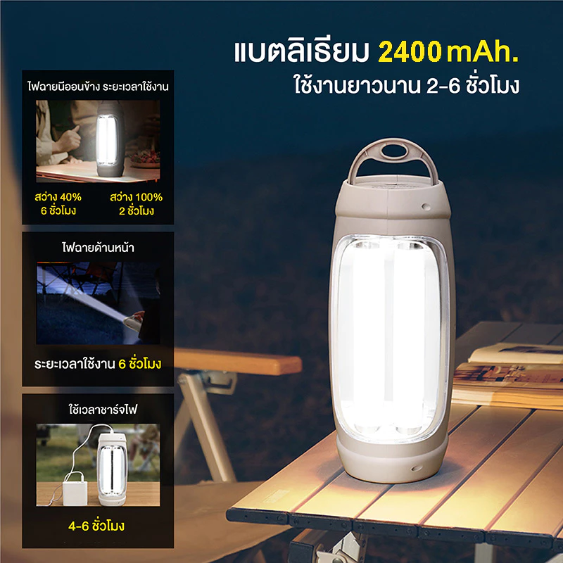 ไฟตั้งแคมป์อเนกประสงค์ YW04 แบบชาร์จไฟได้ thumbnail 7