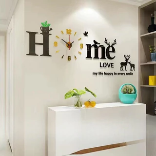 สติกเกอร์นาฬิกาแบบติดผนัง 3 มิติ ไร้กรอบ ขนาดใหญ่ แบบ DIY สําหรับตกแต่งบ้าน