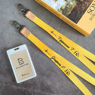 สายคล้องคอ ใส่ชื่อ/ข้อความฟรี สายคล้องบัตร สายบัตรพนักงาน สีเหลือง - Personal Lanyard