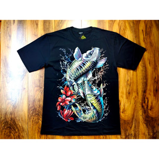 เสื้อยืด T-Shirt  สกรีนหน้า-หลัง ป้าย เสื้อเรืองแสง Size L
