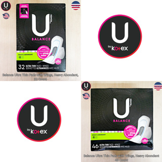 U by Kotex® Balance Ultra Thin Pads with Wings, Heavy Abondant ผ้าอนามัยมีปีก แผ่นอนามัย เหมาะกับวันมามาก