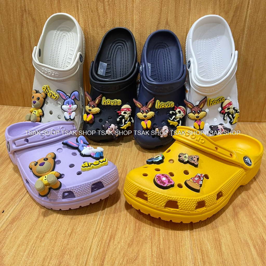 รองเท้าแตะ แบบสวม Crocs Classic drew house ไซส์ผู้หญิง สวย น่ารัก 36---40