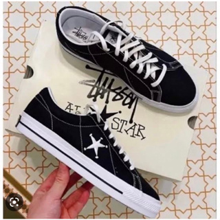 รุ่นขายดี Converse One Star Ox Low Suede Black White [ พร้อมส่ง ]