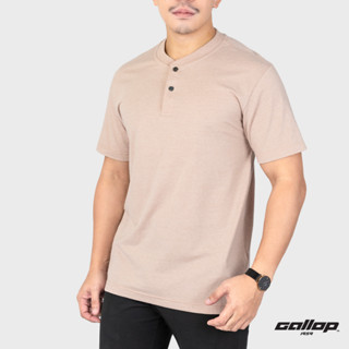 GALLOP : เสื้อยืดคอกระดุม T-SHIRT (Henley neck) รุ่น GT9130 สี Peach beige - ส้มอมน้ำตาล / ราคาปรกติ 790.-