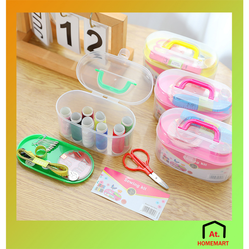 AT.Homemart ชุดเย็บผ้าครบชุด (รหัส 8009) เข็ม ด้าย กรรไกร พร้อมกล่อง กล่องเย็บผ้า