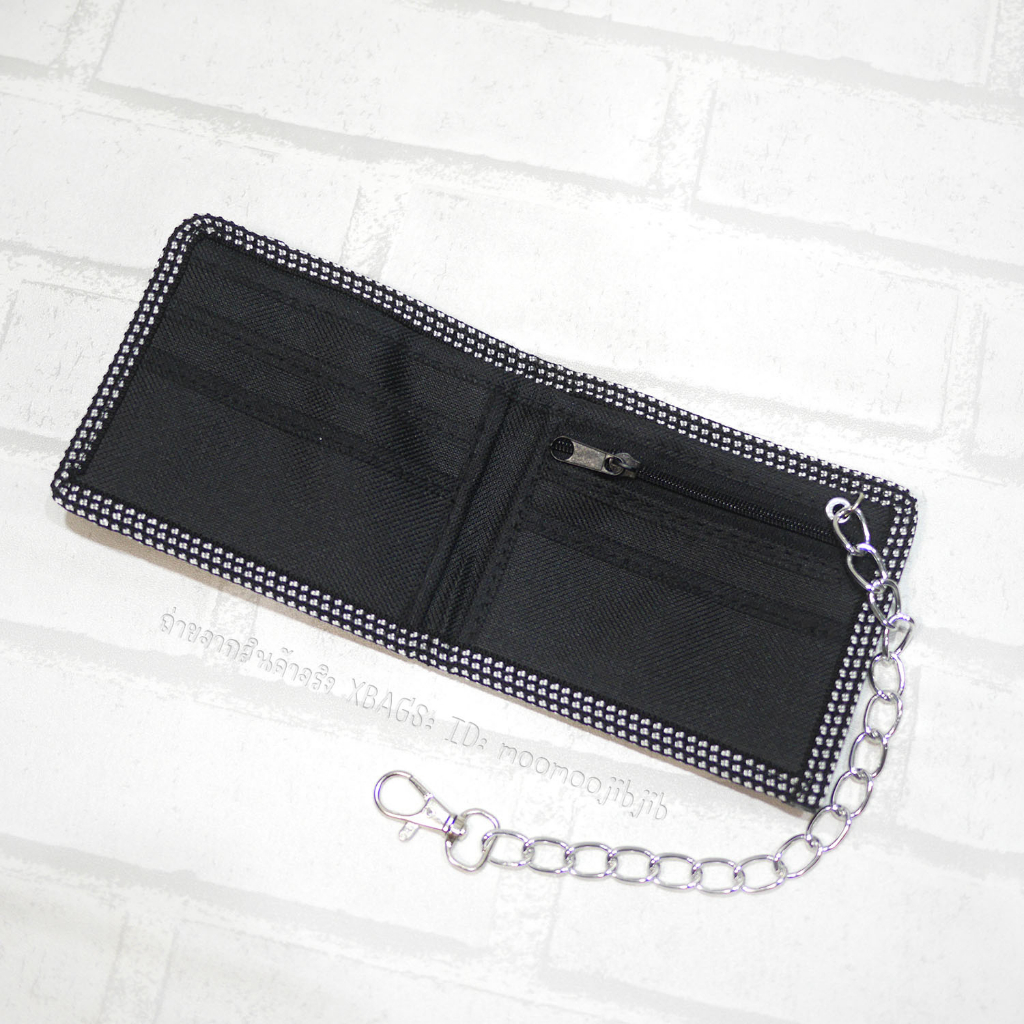 NY WL2F 2พับเย็บขอบพร้อมโซ่สีเงิน+ช่องใส่เหรียญ ลายเยอะมาก ใส่ธนบัตรแบบ 2 ช่อง มีซิปปิด แบบปักลายทุกใบ กระเ - รูปที่ 5