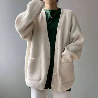 เสื้อคลุมคาร์ดิแกน คอวี แบบกระดุม ผ้าหนานิ่ม สวมใส่สบาย มี7สี