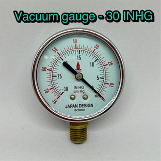 Vacuum gauge เกจวัดสูญญากาศ range -30 INHG หน้าปัดขนาด 2.5 นิ้ว เกลียว 1/4 bspt ยี่ห้อ OKURA