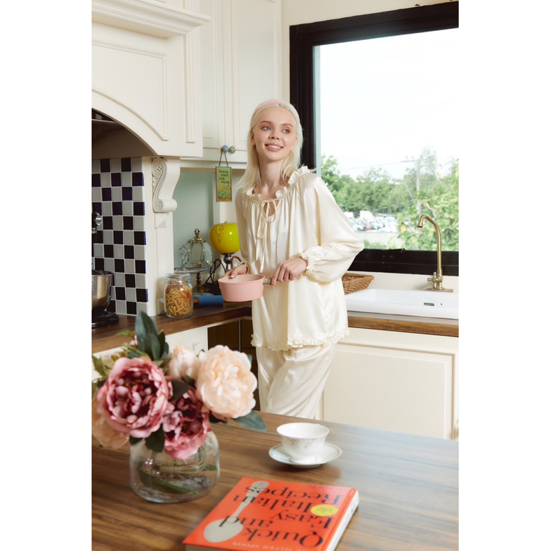 ชุดนอนขายาว ผ้าซาติน: Cozy Night Pajamas🩵✨ - รูปที่ 6