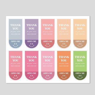 สติ๊กเกอร์ Thank You 10 สี แบบยาว แพคละ 100 ดวง