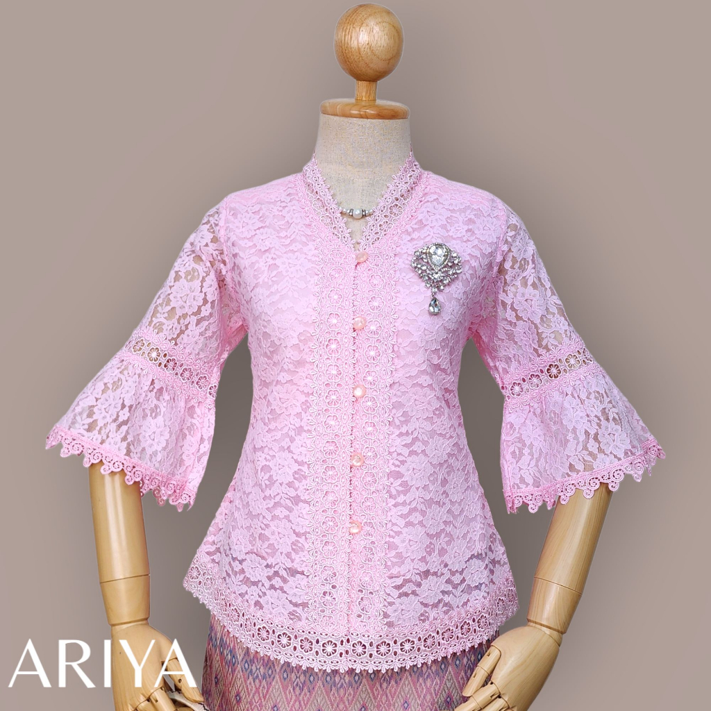 เสื้อลูกไม้คอปีนแขนระบาย ( เซ็ตสีที่ 3/3)