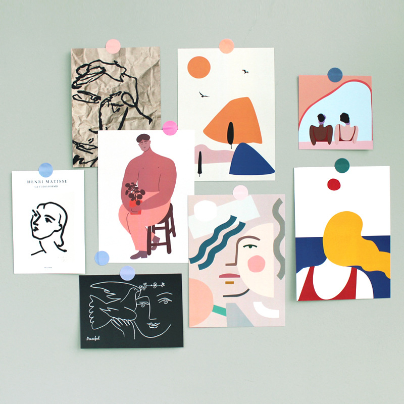 OurHome [พร้อมส่ง] การ์ดอาร์ตเดคโคนามธรรม Abstract Art Deco Cards การ์ดติดผนัง ห้องนอน ห้องนั่งเล่น ตกแต่งบ้าน ร้านกาแฟ