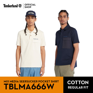 Timberland Men’s Mix Media Seersucker Pocket Polo โปโล (TBLMA666W)