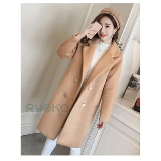 Wool Coat  โค้ทวูลกันหนาว คอปก แบบติดกระดุมหน้า มีผ้าซับใน มีถึงอก44นิ้ว พร้อมส่ง