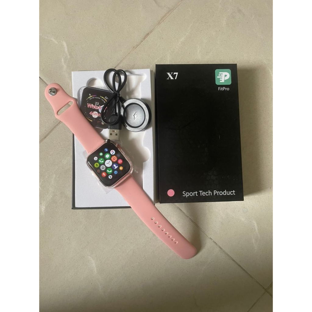 นาฬิกา smart watch Fitpro สีชมพู