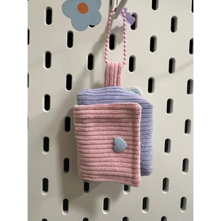 กระเป๋า airpod ผ้าลูกฟูก airpod bag สีทูโทน ใส่หูฟัง