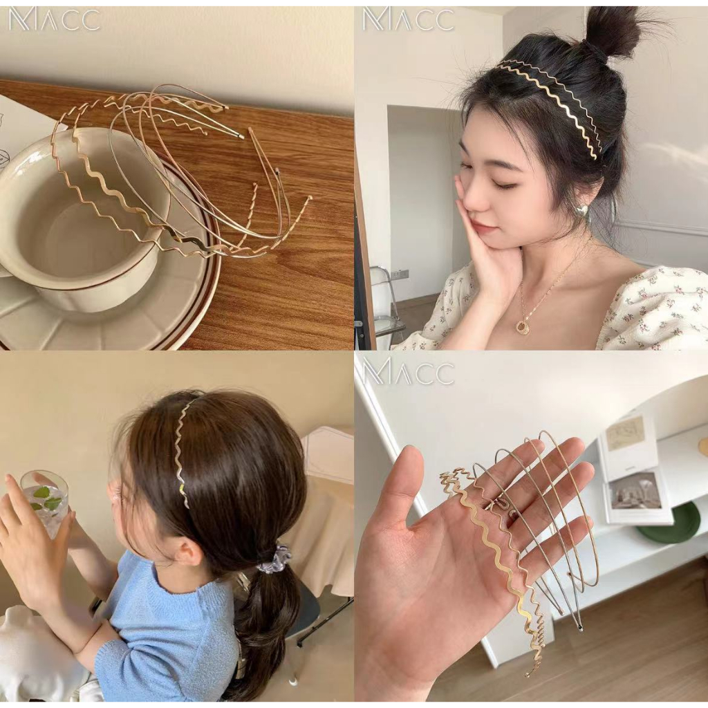 คาดผมแบบคลื่น มีทั้งสีทองและสีเงิน เรียบหรู สไตล์เกาหลี