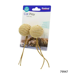 [79947] Kanimal Cat Toy ของเล่นแมว Rope Balls ลูกบอลพันเชือก ช่วยขัดฟัน เล่นสนุก สำหรับแมว ขนาด 4.5 ซม. (2 ลูก/แพ็ค)