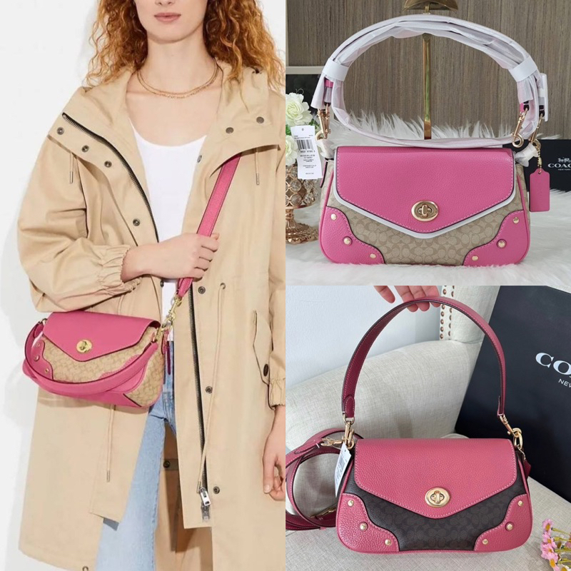🎀(สด-ผ่อน) กระเป๋า 2 สาย 10.5 นิ้ว สีชมพูน้ำตาล CE639 Coach Millie Shoulder Bag