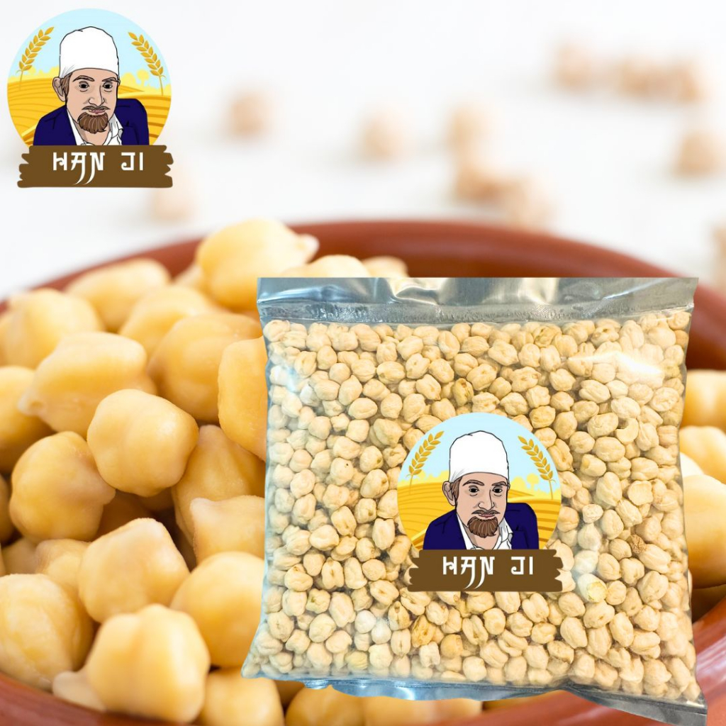 Hanji ถั่วลูกไก่ดิบ chick pea chickpea kabuli chana white chana by hanji Grocery ขนาด 500 กรัม