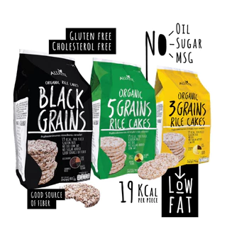 ขนม ขนมกินเล่น เค้กข้าว ออแกนิค อบกรอบ ธัญพืช 5ชนิด กลูเตนฟรี Organic Rice Cakes 5 Grains Gluten free snack 80g Allrite