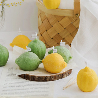 O•urHome [พร้อมส่ง] เทียนมะนาว Lemon candle ของขวัญเล็ก ๆ ที่สร้างสรรค์ ของตกแต่งบ้านแฮนด์เมด อุปกรณ์ประกอบฉาก ร้านกาแฟ