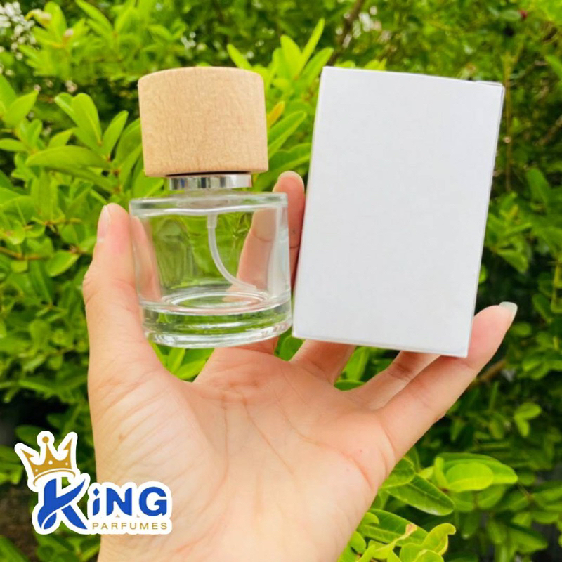 ขวดบรรจุน้ำหอมขวดกลมฝาไม้ขุ่น/ใส30ml #ฝาสเปรย์ #ขวดแก้ว