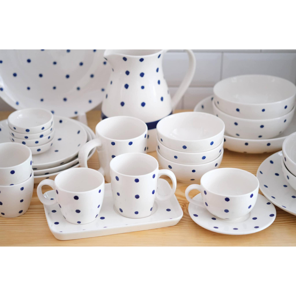 INDRA CERAMIC จานชาม ลายจุด เซรามิกเข้าไมโครเวฟได้