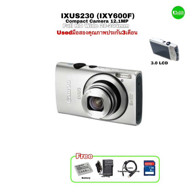 Canon IXY 600F IXUS 230 Powershot compact camera 14MP Full HD 8X zoom กล้องดิจิตอลคอมแพค แคนนอน Used