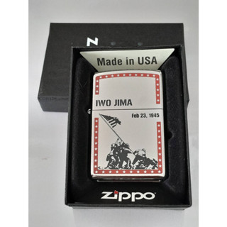 ZIPPO 207  PLANETA  IWO JIMA  STREET CHROME COLOR IMAGE   สีเงินผิวโครเมี่ยมลายแบบสกรีน  ผลิตปี2018  ของใหม่ ของแท้