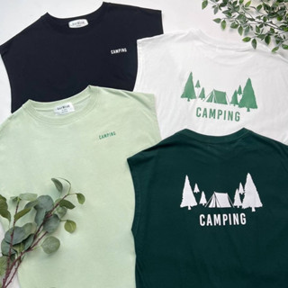 แขนกุด เสื้อ Oversize แบรนด์ Anywear ®️ ลาย Camping ⛺️