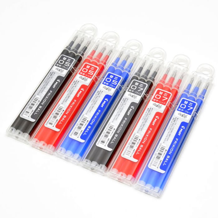 Pilot frixion refill 0.5/0.7 mm. for ball knock LFBKRF30 I ไส้รีฟิลด้ามเดี่ยวขนาด 0.5/0.7 มม. แพ็ค 3 ชิ้น