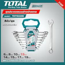 Total ประแจแหวนข้างปากตาย 8 ตัวชุด รุ่น HT102286 รุ่นงานหนัก ขนาด 6-19 มิล Tประแจ ปะแจแหวน ประแจแหวน ปะแจ