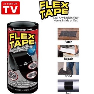 Flex Tape 8 นิ้ว เทปมหัศจรรย์ เทปกาว  อุดรูรั่วได้ทุกชนิด ของแท้ คุณภาพสูงสุดในเวลานี้ - สีดำ