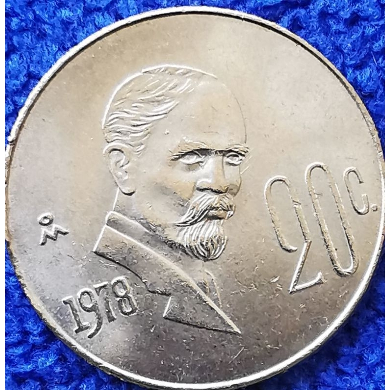 เหรียญ​เม็กซิโก​ Mexico, 20​ Centavos, (รุ่นFrancisco  Madero), #​1817T,  ใช้แล้ว​